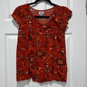 Old Navy Orange Floral Blouse